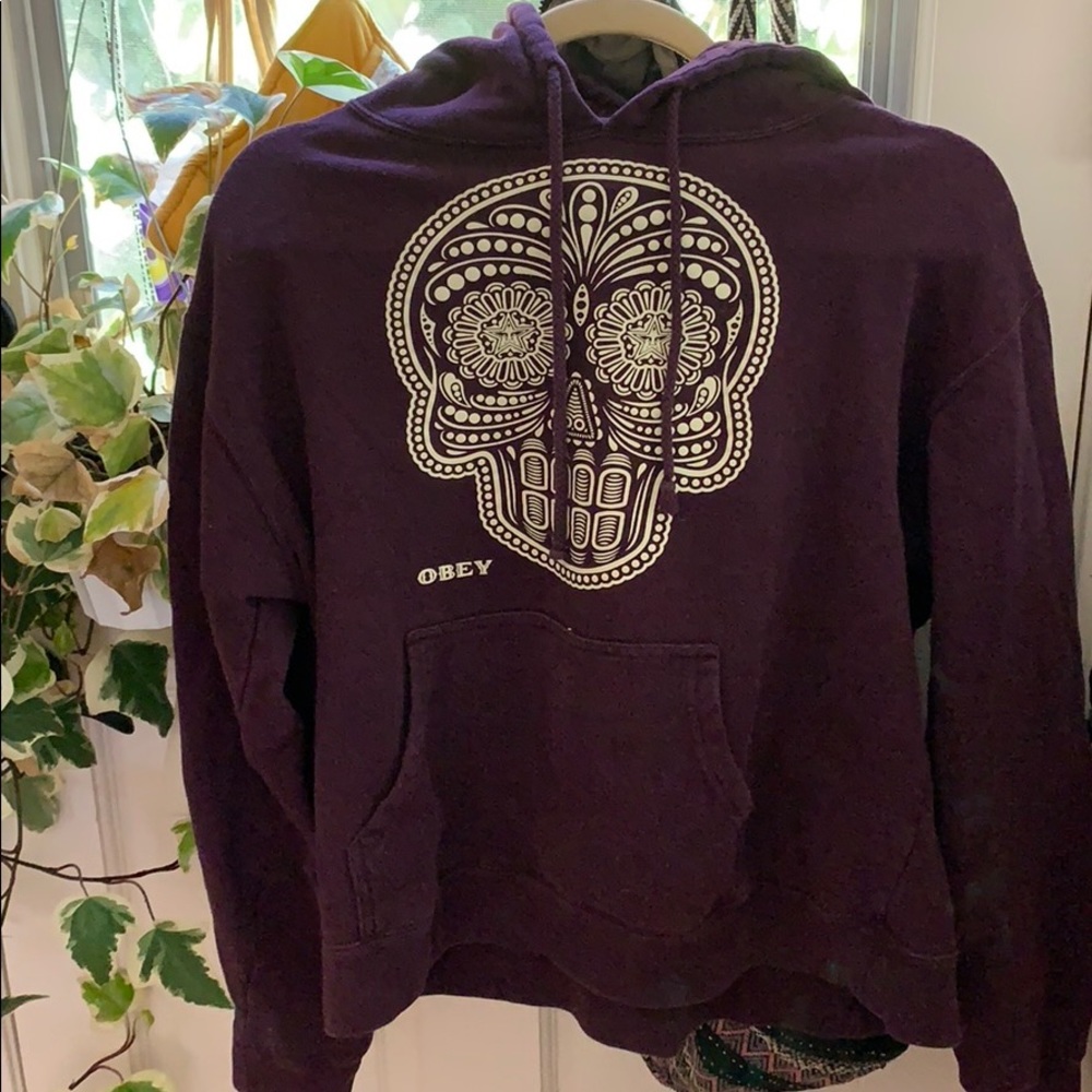 Obey Skull 💀 Purple Sweatshirt Hoodie